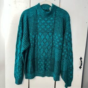 McGregor Vintage Green Knit Women's Sweater bottle neck